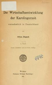 Cover of: wirtschaftsentwicklung der Karolingerzeit, vornehmlich in Deutschland