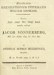 Cover of: Dijudicatio emendationum systematis sexualis Linneani by Jacob Sönnerberg