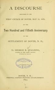 Cover of: discourse delivered in the First church of Dover