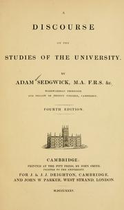 Cover of: A discourse on the studies of the university by Sedgwick, Adam