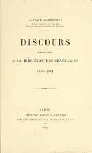 Cover of: Discours prononces a la direction des beaux-arts, 1888-1891.
