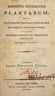 Cover of: Dispositio systematica plantarum by Johann Christian Cramer