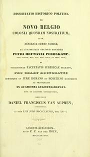 Cover of: Dissertatio historico politica de Novo Belgio by Daniël François van Alphen
