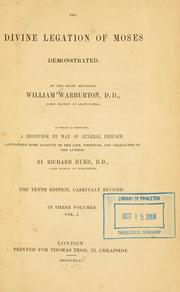 Cover of: The divine legation of Moses demonstrated by William Warburton