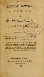 Cover of: Doctor Smith's Answer to Mr. Blatchford's letter.