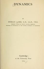 Cover of: Dynamics by Sir Horace Lamb