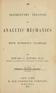 Cover of: An elementary treatise on analytic mechanics: With numerous examples