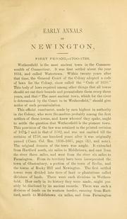 Cover of: Early annuals of Newington