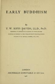 Cover of: Early Buddhism by Thomas William Rhys Davids