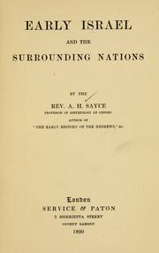 Cover of: Early Israel and surrounding nations by Archibald Henry Sayce