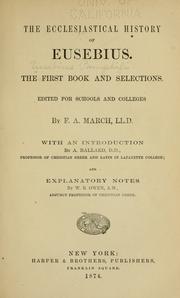 Cover of: The  ecclesiastical history of Eusebius.: The first book and selections.