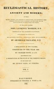 Cover of: An ecclesiastical history, ancient and modern by Johann Lorenz Mosheim