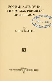 Cover of: Egoism by Louis Wallis