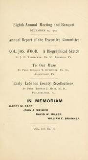 Cover of: Eighth annual meeting and banquet: December 29, 1905.