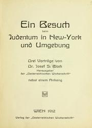 Cover of: Ein besuch beim judentum in New-York und umgebung by J. S. Bloch