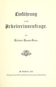 Cover of: Einführung in die Arbeiterinnenfrage.