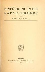 Cover of: Einführung in die Papyruskunde