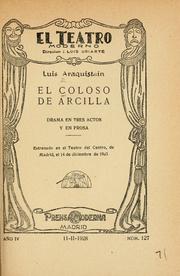 Cover of: coloso de arcilla: drama en tres actos y en prosa