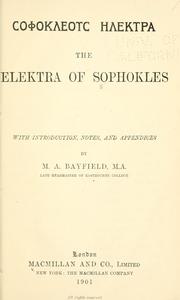 Cover of: The Electra of Sophokles.: With introduction, notes, and appendices