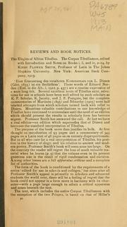 Cover of: The elegies of Albius Tibullus, the Corpus Tibullianum, edited with introduction and notes on Books i, ii, and iv, 2-14, by Kirby Flower Smith ...