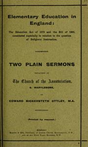 Cover of: Elementary education in England by Edward Bickersteth Ottley