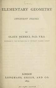 Cover of: Elementary geometry by Olaus Magnus Friedrich Erdman Henrici