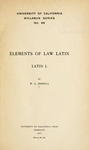 Cover of: Elements of law Latin.: Latin L ...
