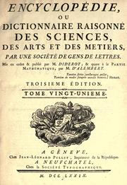 Cover of: Encyclopédie, ou Dictionnaire raisonné des sciences, des arts et des métiers