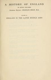 Cover of: England in the later Middle Ages.