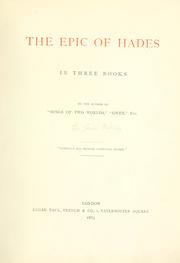 Cover of: The epic of Hades, in three books.