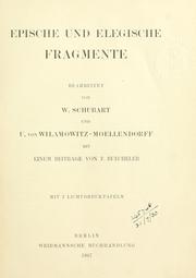 Cover of: Epische und elegische Fragmente.