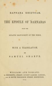 Cover of: Epistle of Barnabas: from the Sinaitic manuscript of the Bible