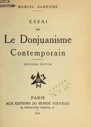 Cover of: Essai sur le Donjuanisme contemporain.