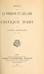 Cover of: Essai sur le principe et les lois de la critique d'art. by André Fontaine