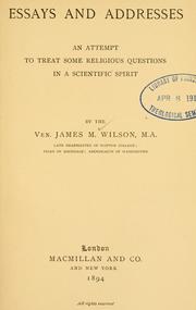 Cover of: Essays and Addresses: An Attempt to Treat Some Religious Questions in a Scientific Spirit