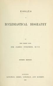 Cover of: Essays in ecclesiastical biography.