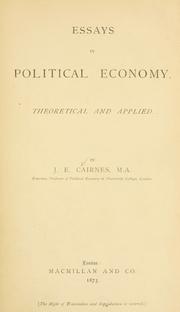 Cover of: Essays in political economy. by John Elliott Cairnes