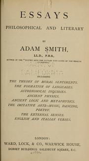 Cover of: Essays, philosophical and literary by Adam Smith