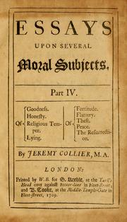 Cover of: Essays upon several moral subjects by Jeremy Collier