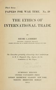 Cover of: The ethics of international trade. | Henri Lambert