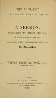 Cover of: The Eucharist a sacrament and a sacrifice by Walter Farquhar Hook