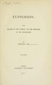 Cover of: Euphorion by Vernon Lee