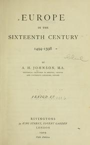 Cover of: Europe in the sixteenth century by Johnson, A. H.