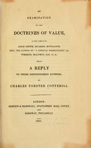 Cover of: An examination of the doctrines of value by Charles Forster Cotterill