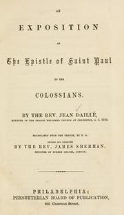 Cover of: exposition of the Epistle of Saint Paul to the Colossians