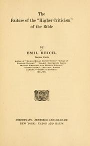 Cover of: failure of the higher criticism. | Reich, Emil