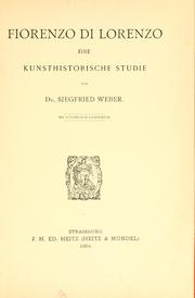Cover of: Fiorenzo di Lorenzo by Siegfried David Friedrich Weber