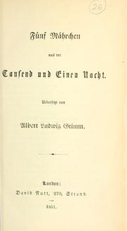 Cover of: Fünf Märchen auß den Tausend und Einen Nacht