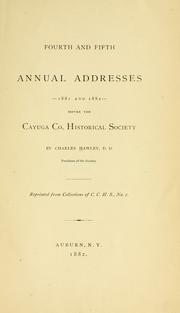 Cover of: Fourth and fifth annual addresses, 1881 and 1882