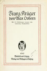 Cover of: Franz Krüger.